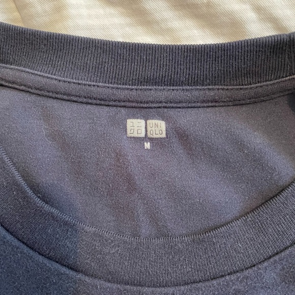 UNIQLO M medium men long sleeve navy t-Shirt 100% Cotton - Picture 4 of 4